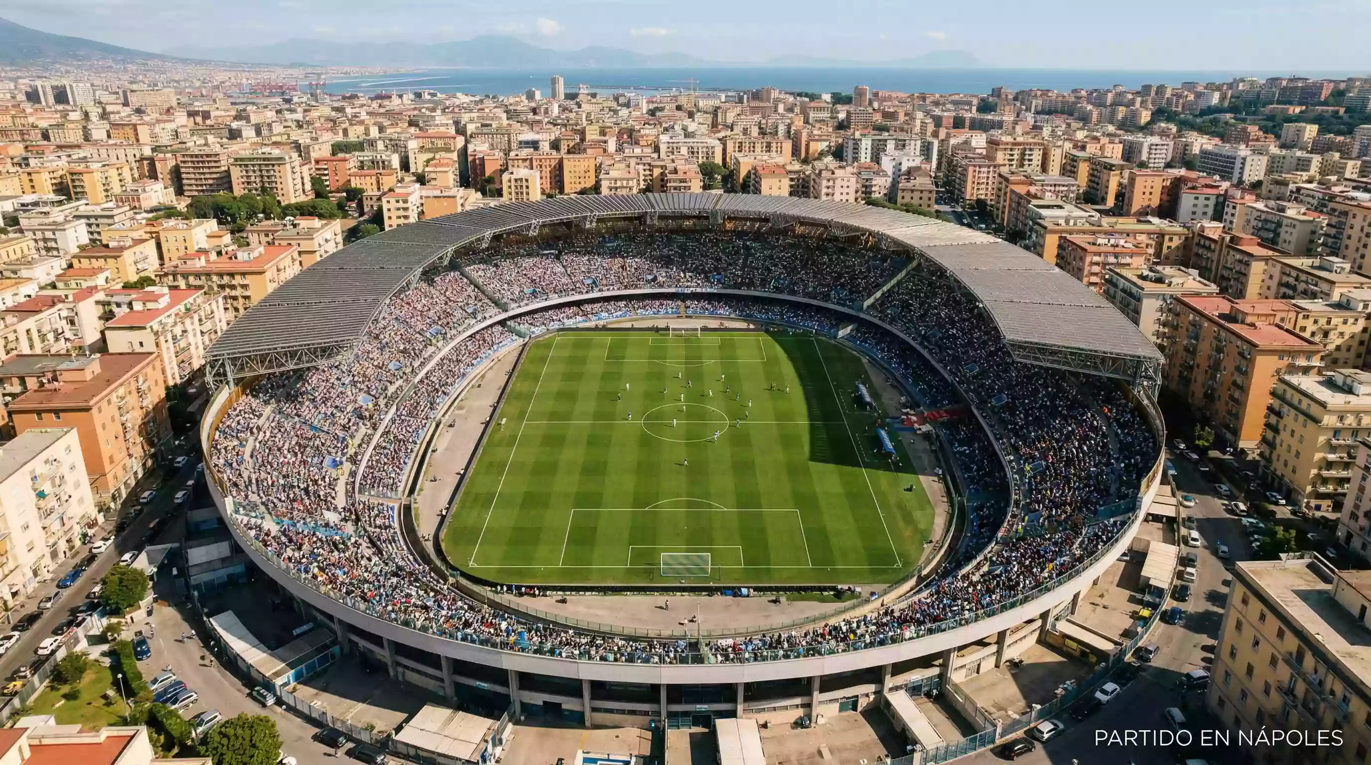 Balon de futbol sobre el cesped de un campo profesional italiano con las lineas blancas del area marcadas