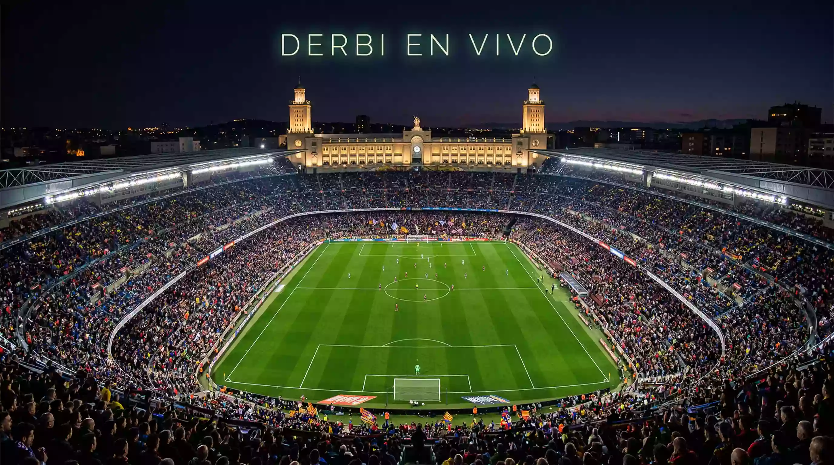 Vista panoramica del estadio San Siro de Milan durante un derbi nocturno con las gradas llenas de aficionados