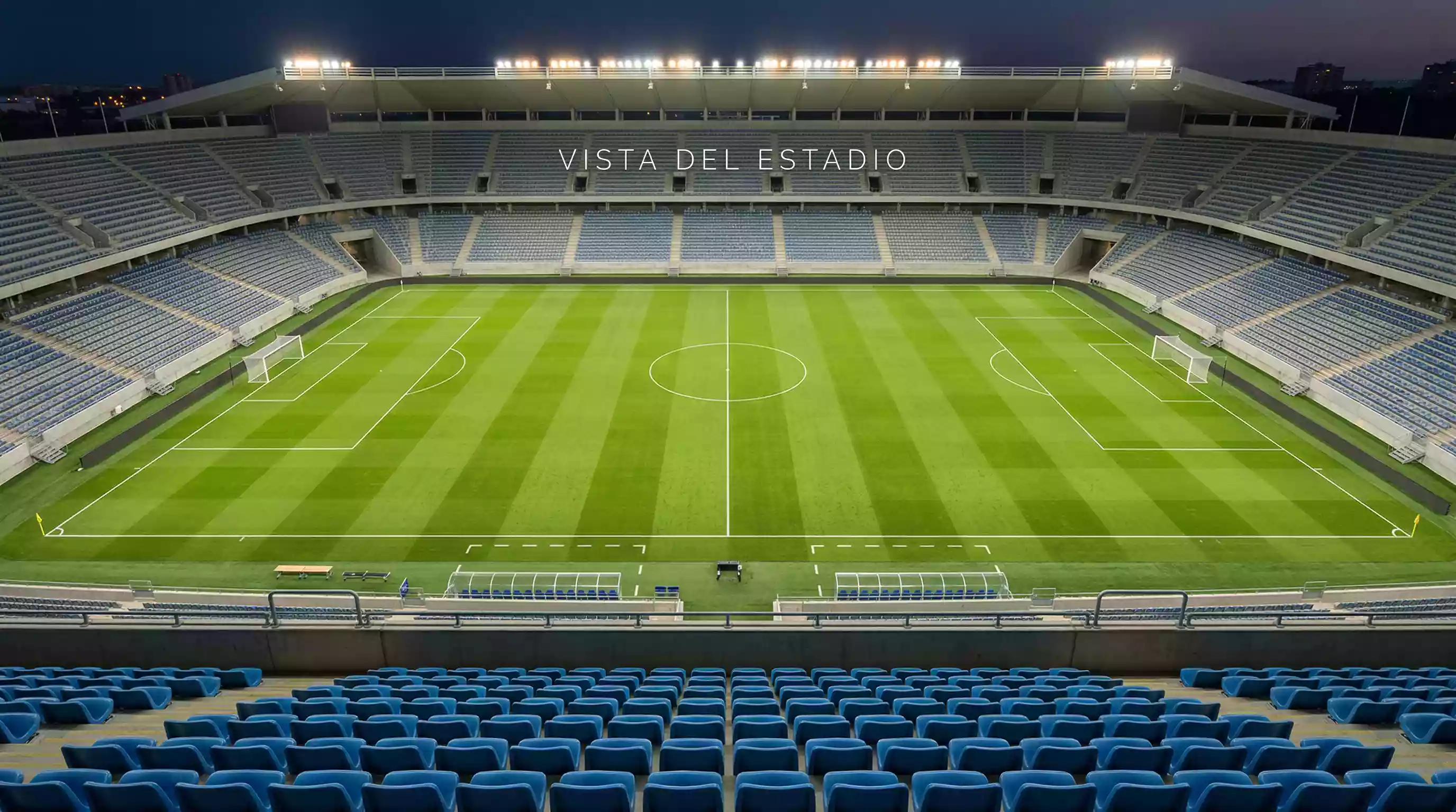 Campo de futbol de San Siro visto desde las gradas altas con la cancha verde brillante bajo los focos nocturnos
