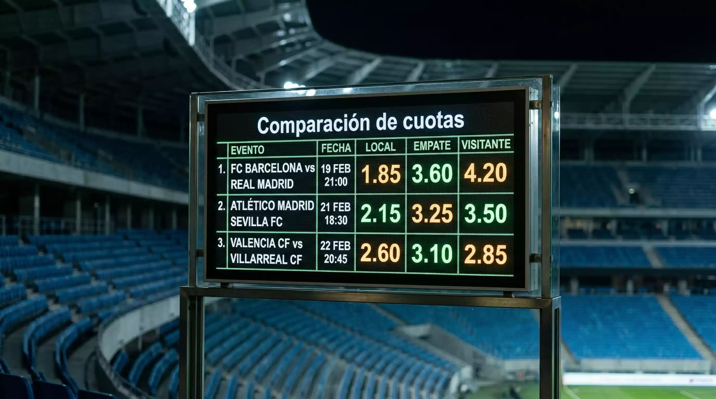 Cuotas de la Serie A en pantalla de apuestas deportivas sobre fondo de estadio italiano